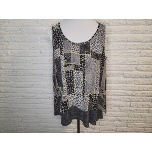 Alfani Women's Plus Size 0X Tank Top Black Geometric Boat Neck GEO71E